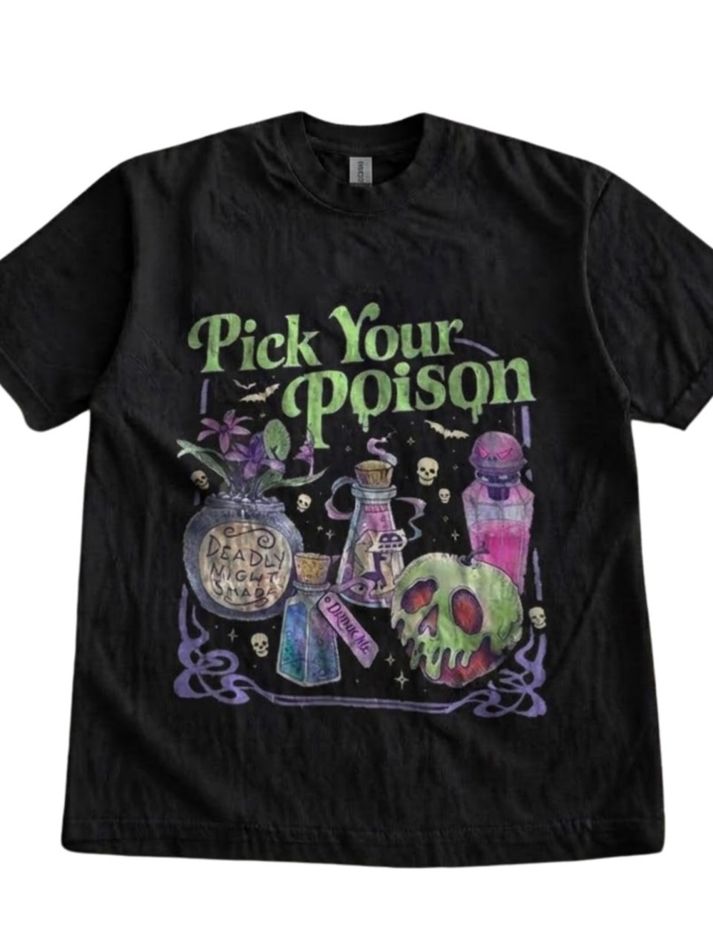 Gildan Vintage Pick Your Poison Graphic Tee - Black & Green